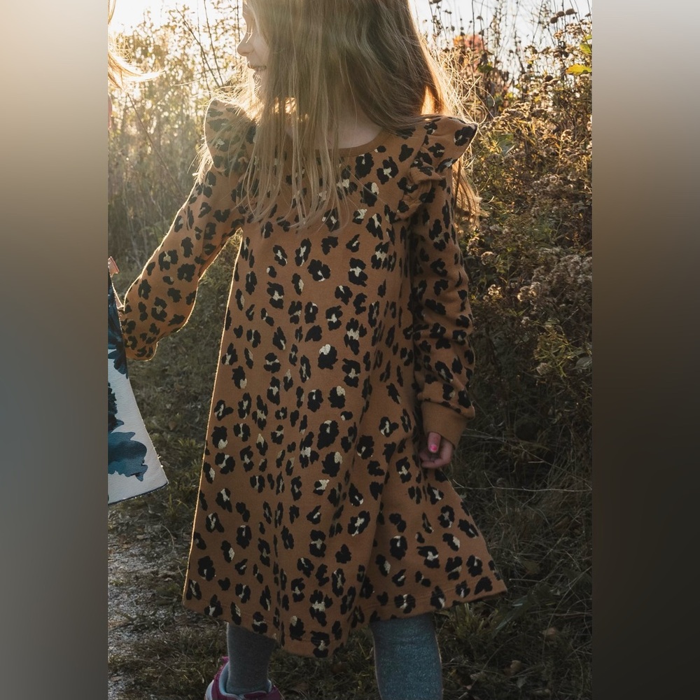Tucker + Tate Ruffle Fleece Dress Cheetah Print with Foil Detail - Kids 6